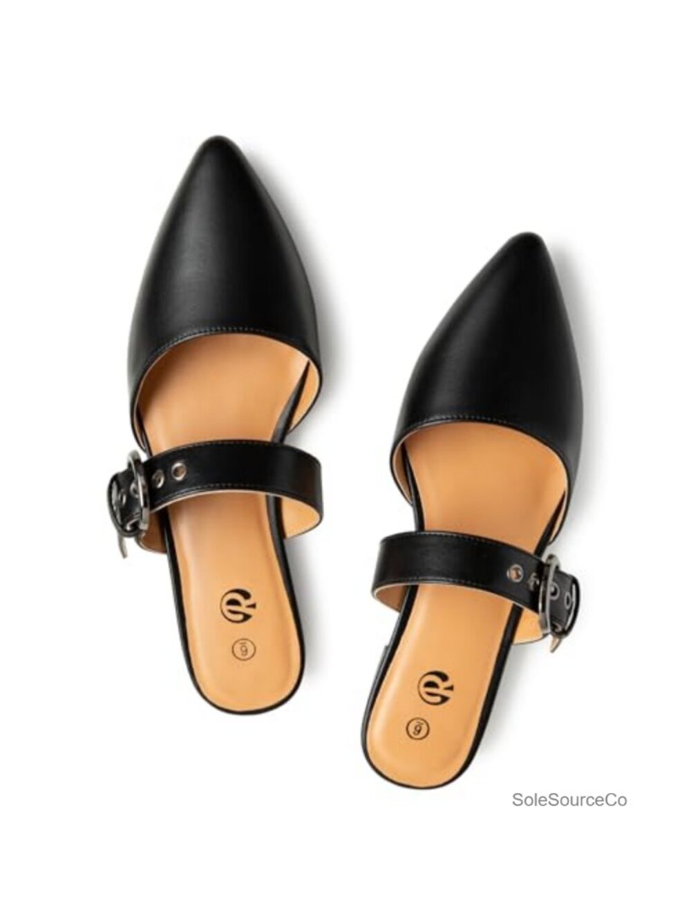 Women's Pointed Toe Backless Mules Adjustable Strap Flat Loafers Slip On
